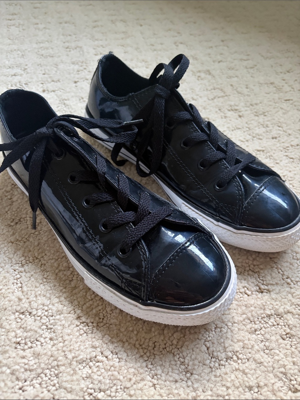 Converse Kids Black Patent Low-Top Sneakers